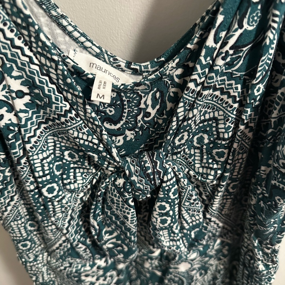 Maurice’s Green Patterned Spaghetti Strap Maxi Dr… - image 3